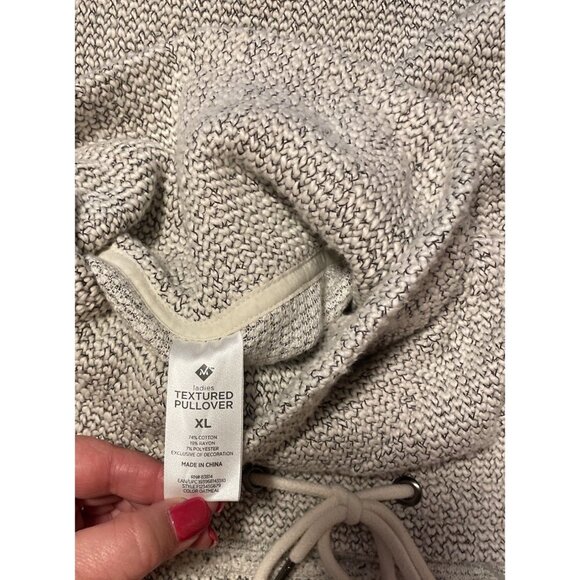 M Gray White Textured Mock Neck Long Sleeve Pullover Sweater Sz XL - Picture 10 of 10